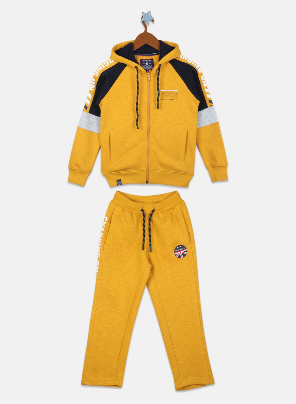 Boys Mustard Printed Tracksuit