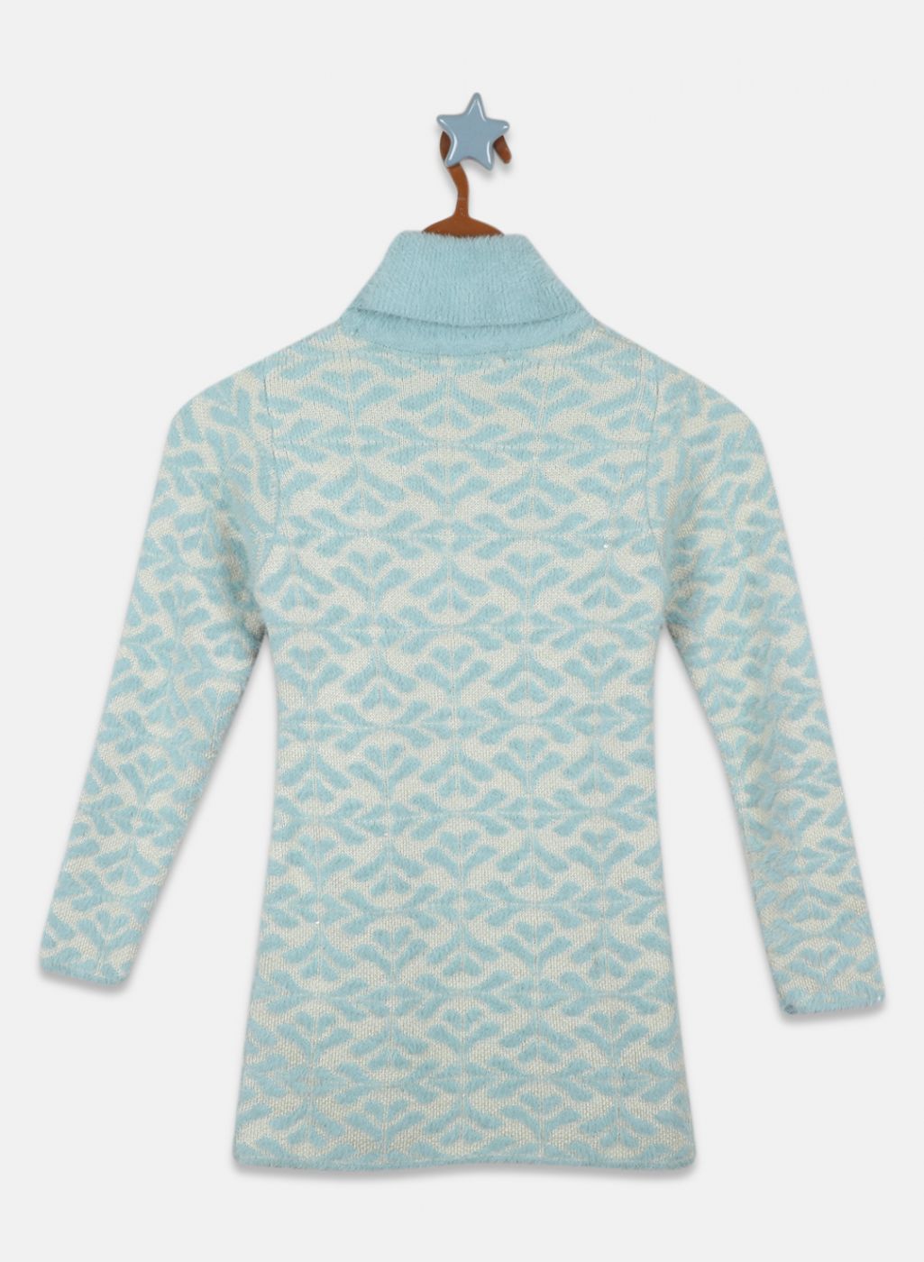 Girls Aqua Blue Jaquard Top