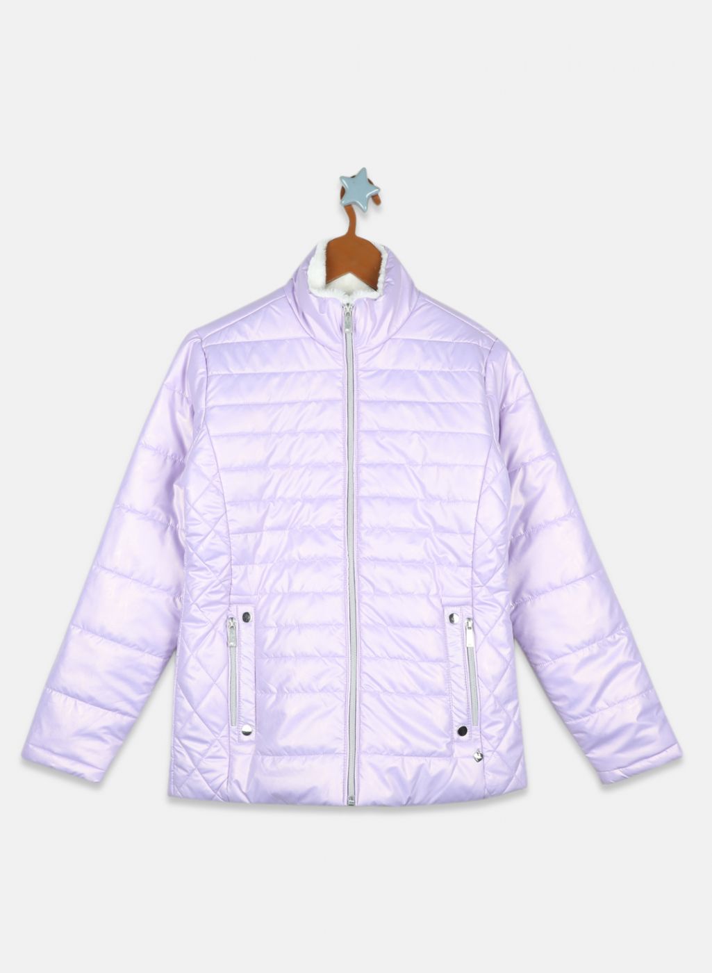 Girls Purple Printed Jacket