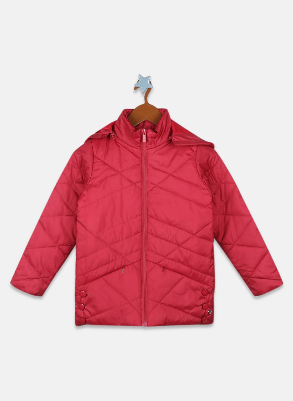 Girls Red Solid Jacket