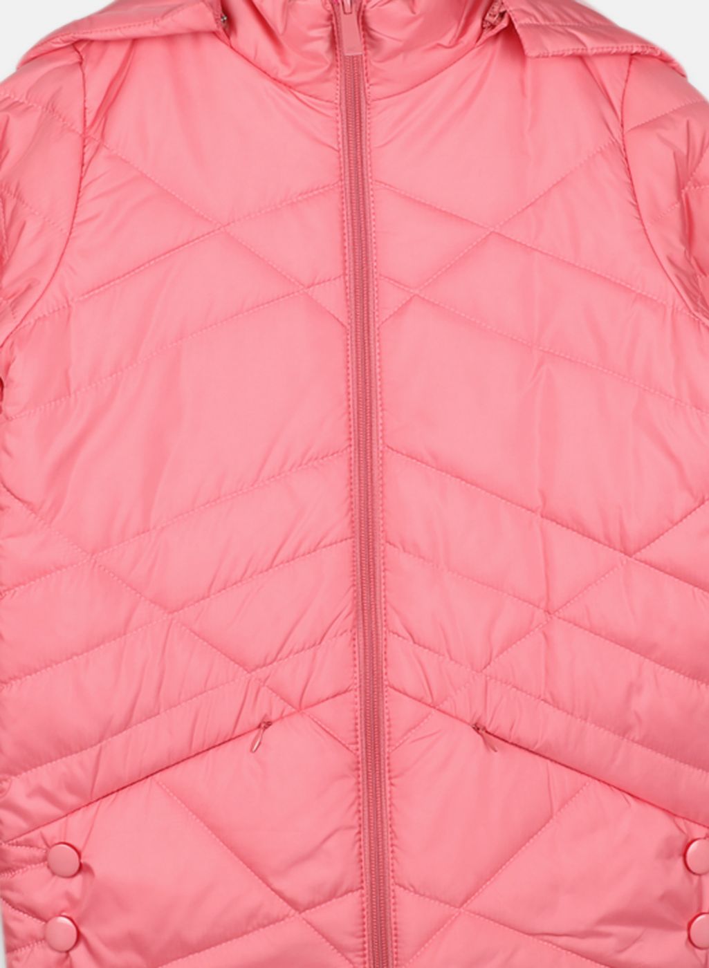 Girls Pink Solid Jacket