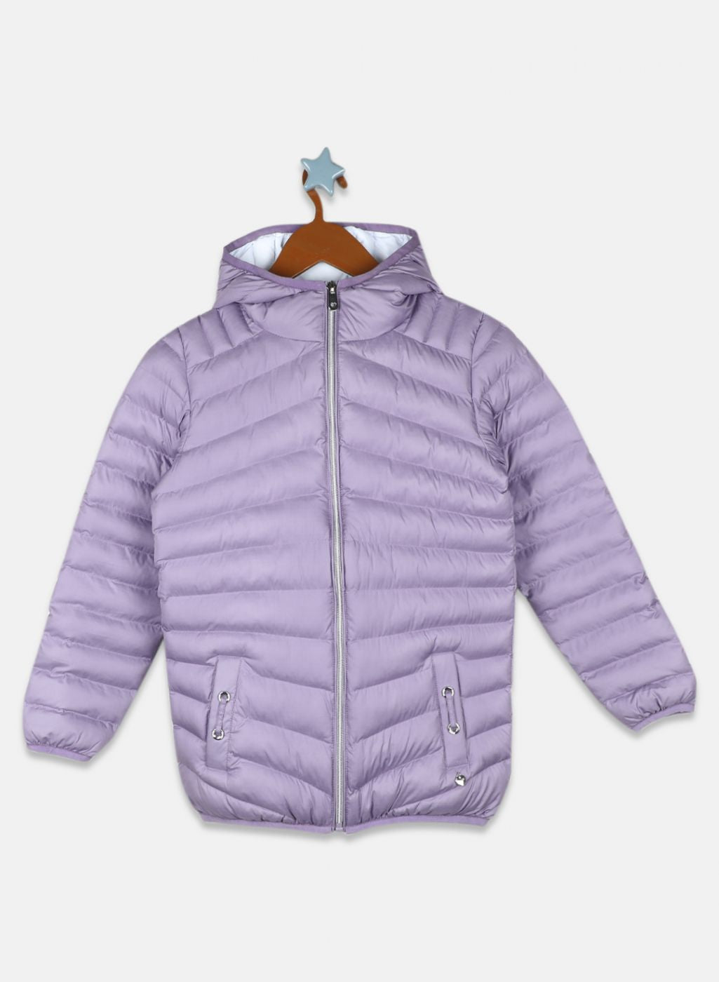 Girls Purple Solid Jacket