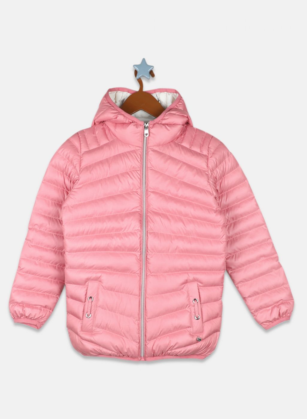 Girls Pink Solid Jacket