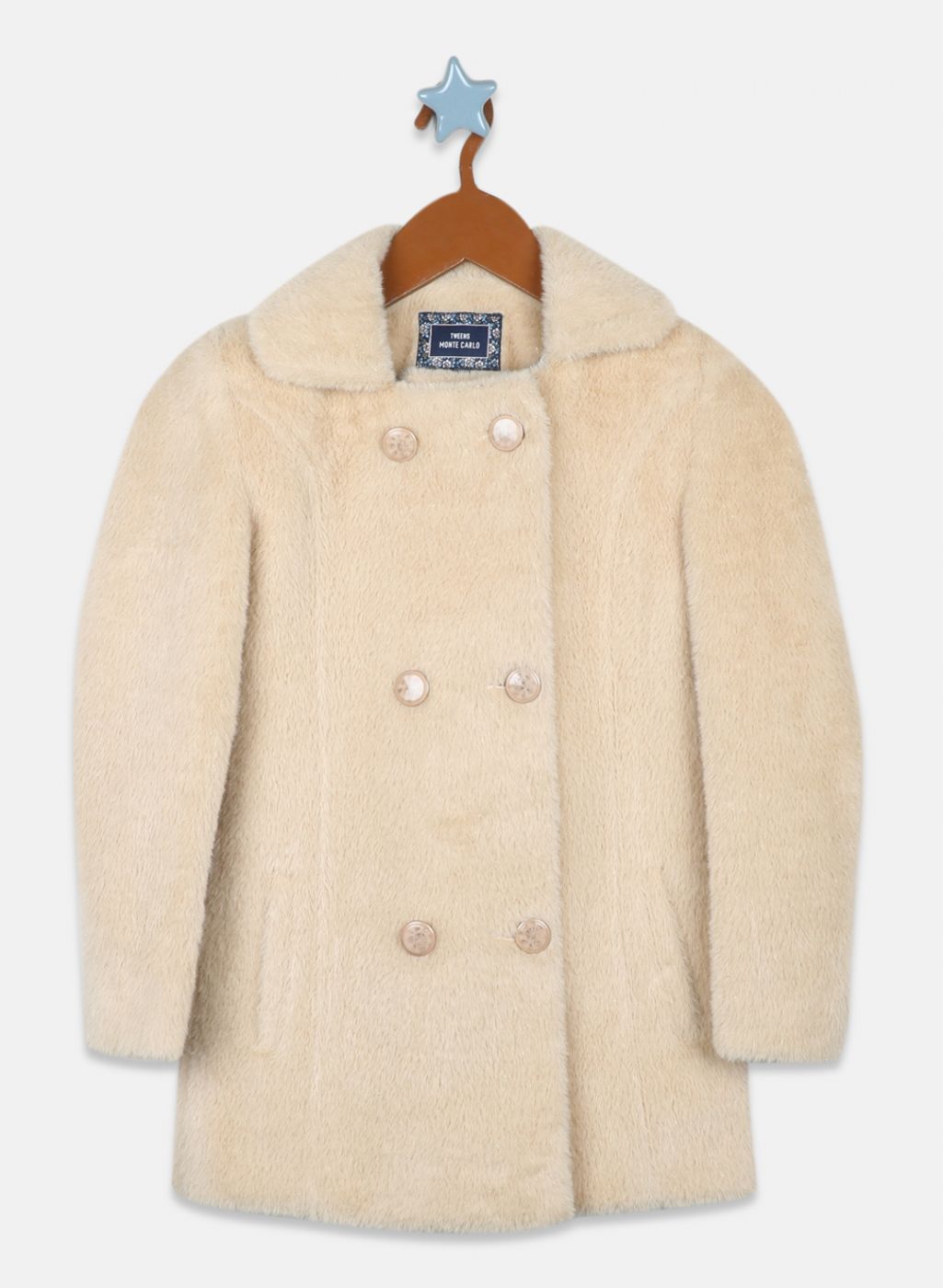 Girls Beige Solid Coat