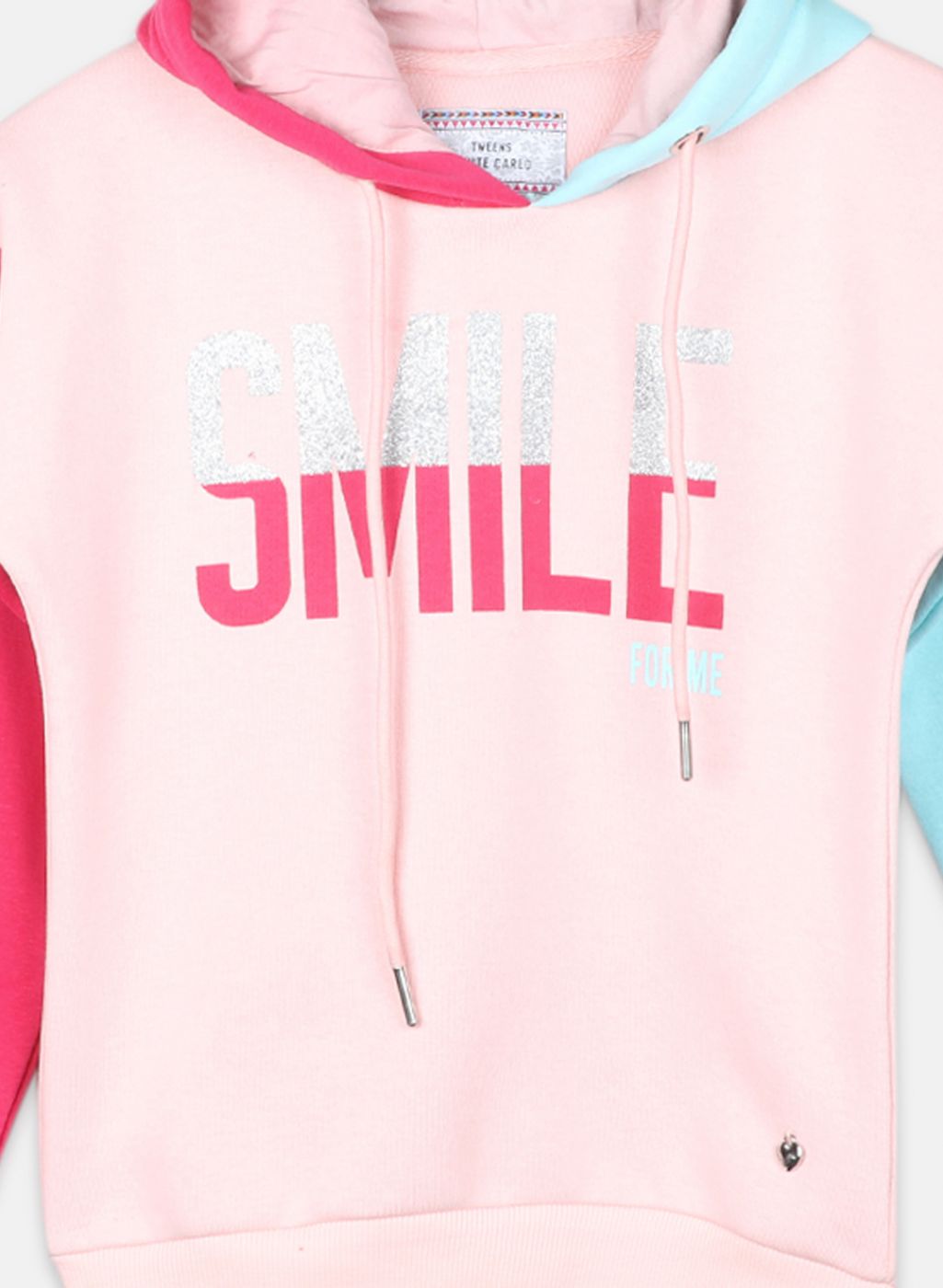 Girls Peach Printed Sweatshirt