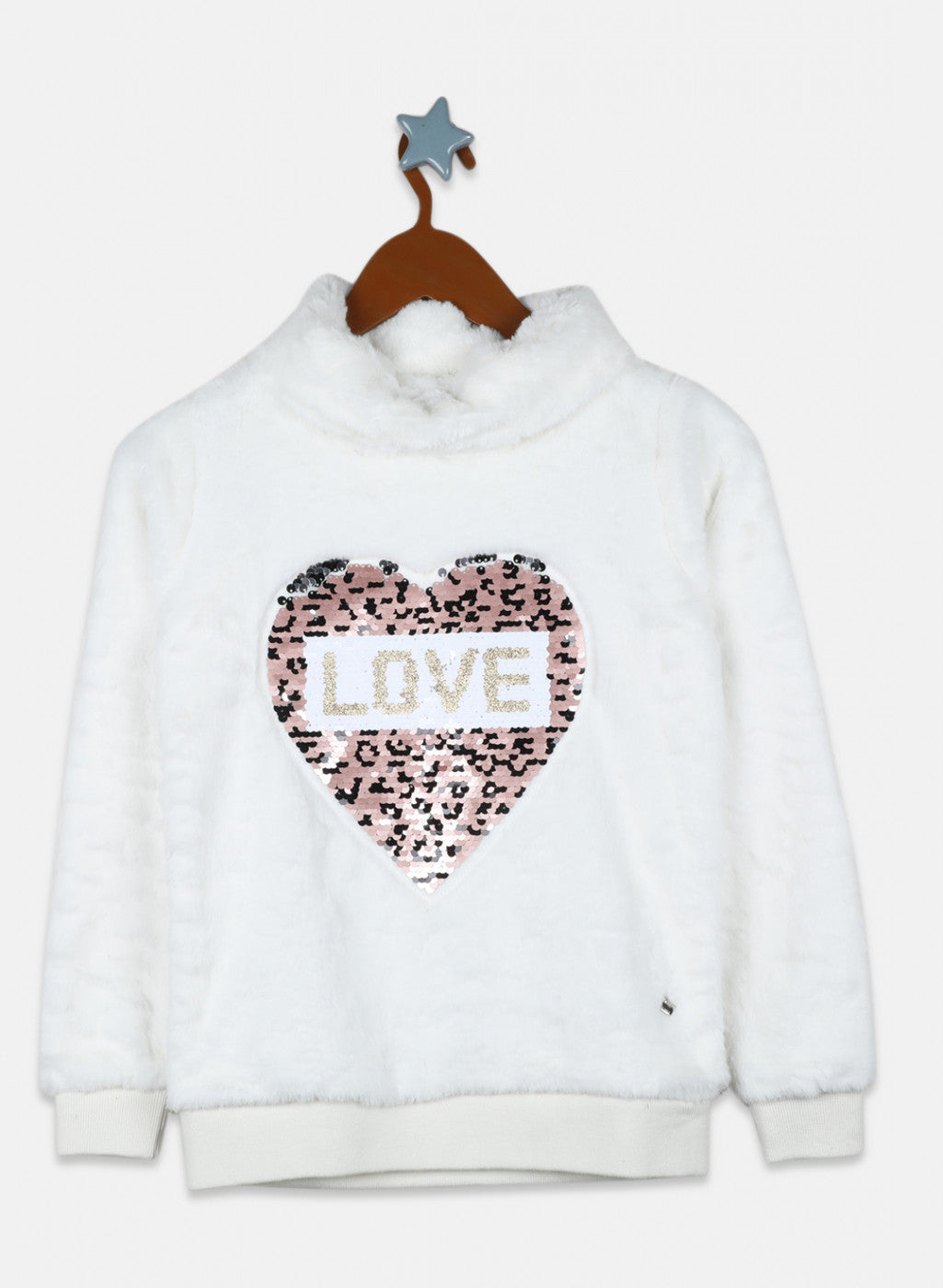 Girls White Solid Sweatshirt