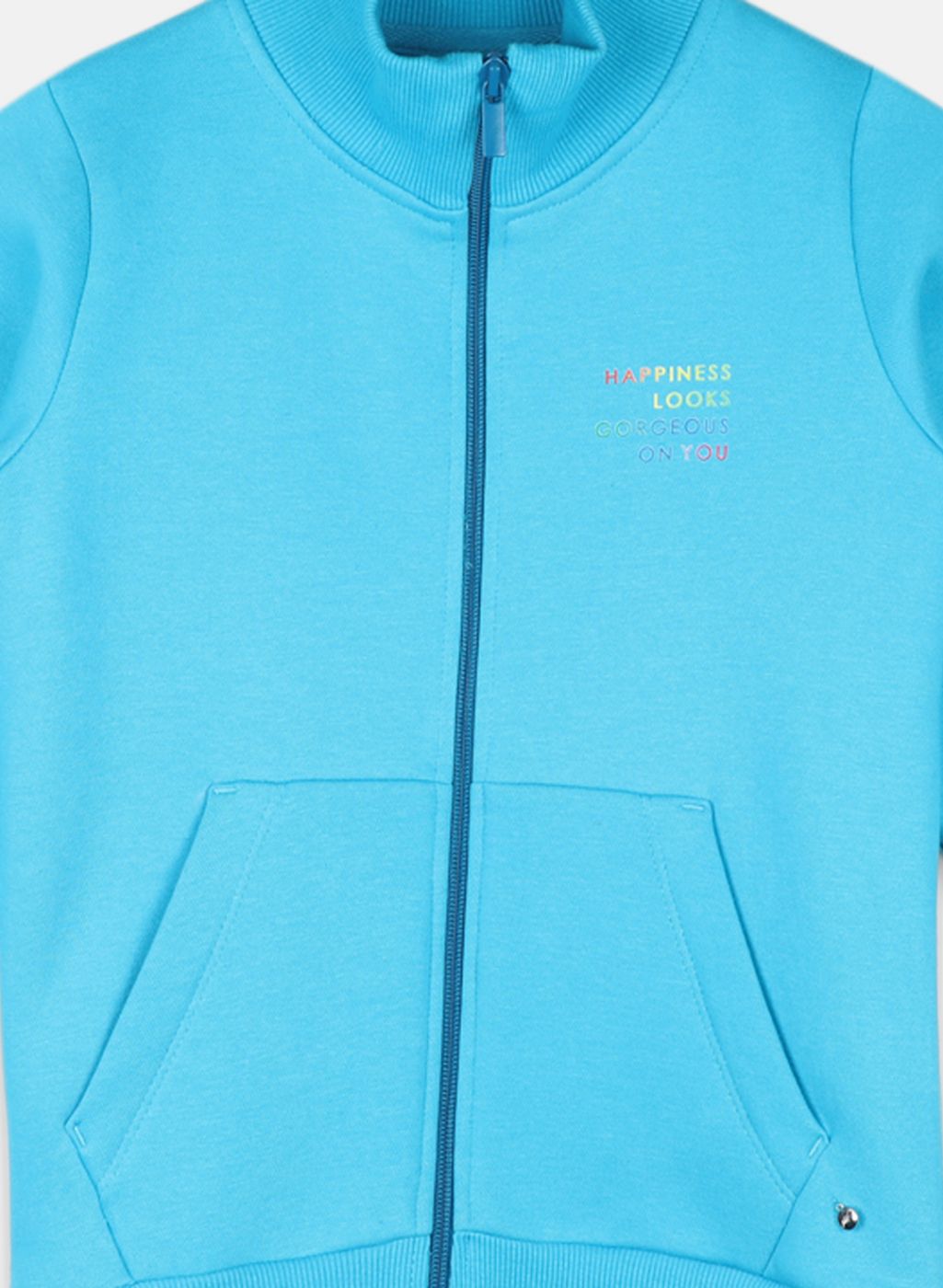 Girls Blue Solid Sweatshirt