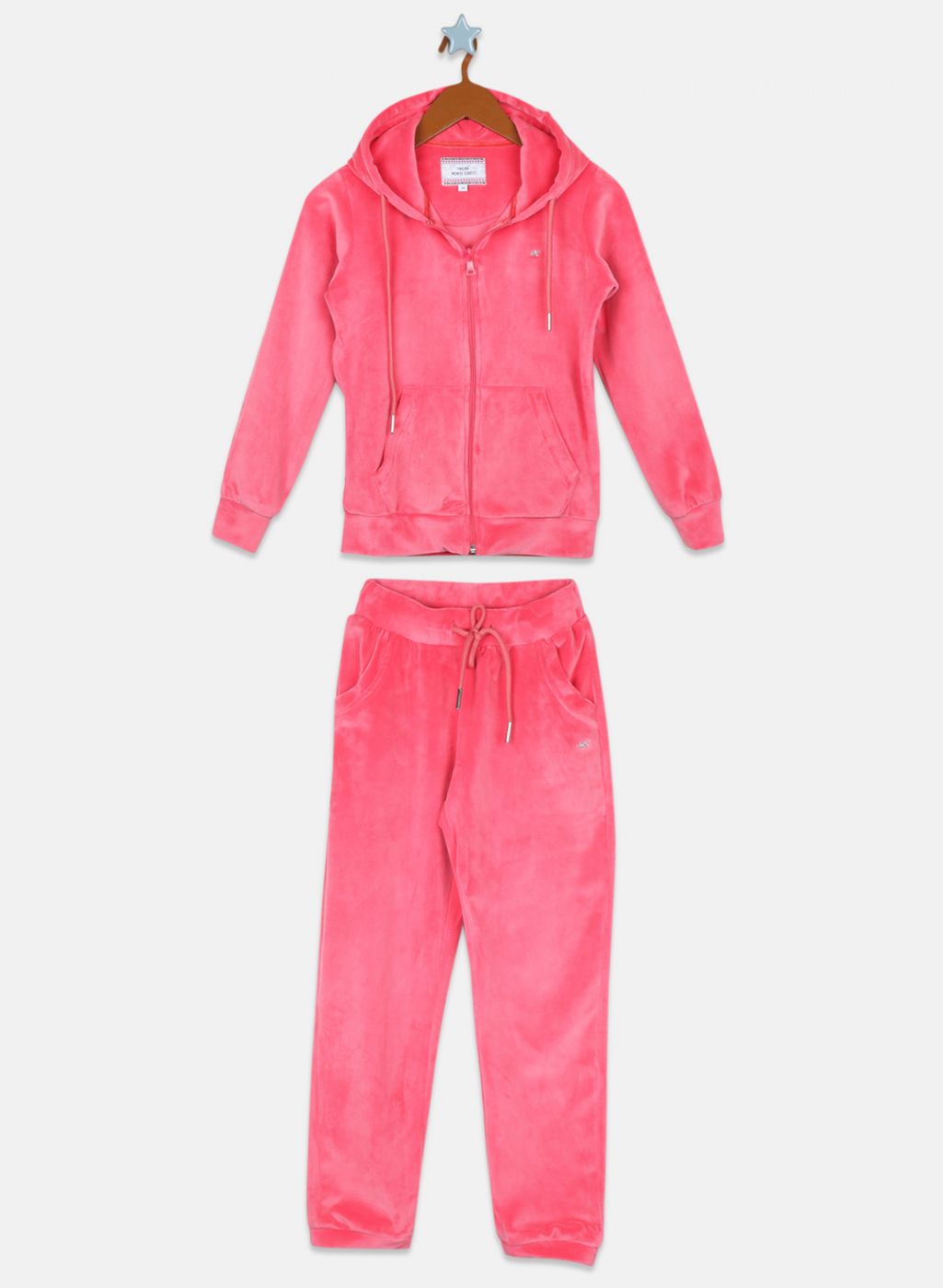 Girls Pink Solid Tracksuit