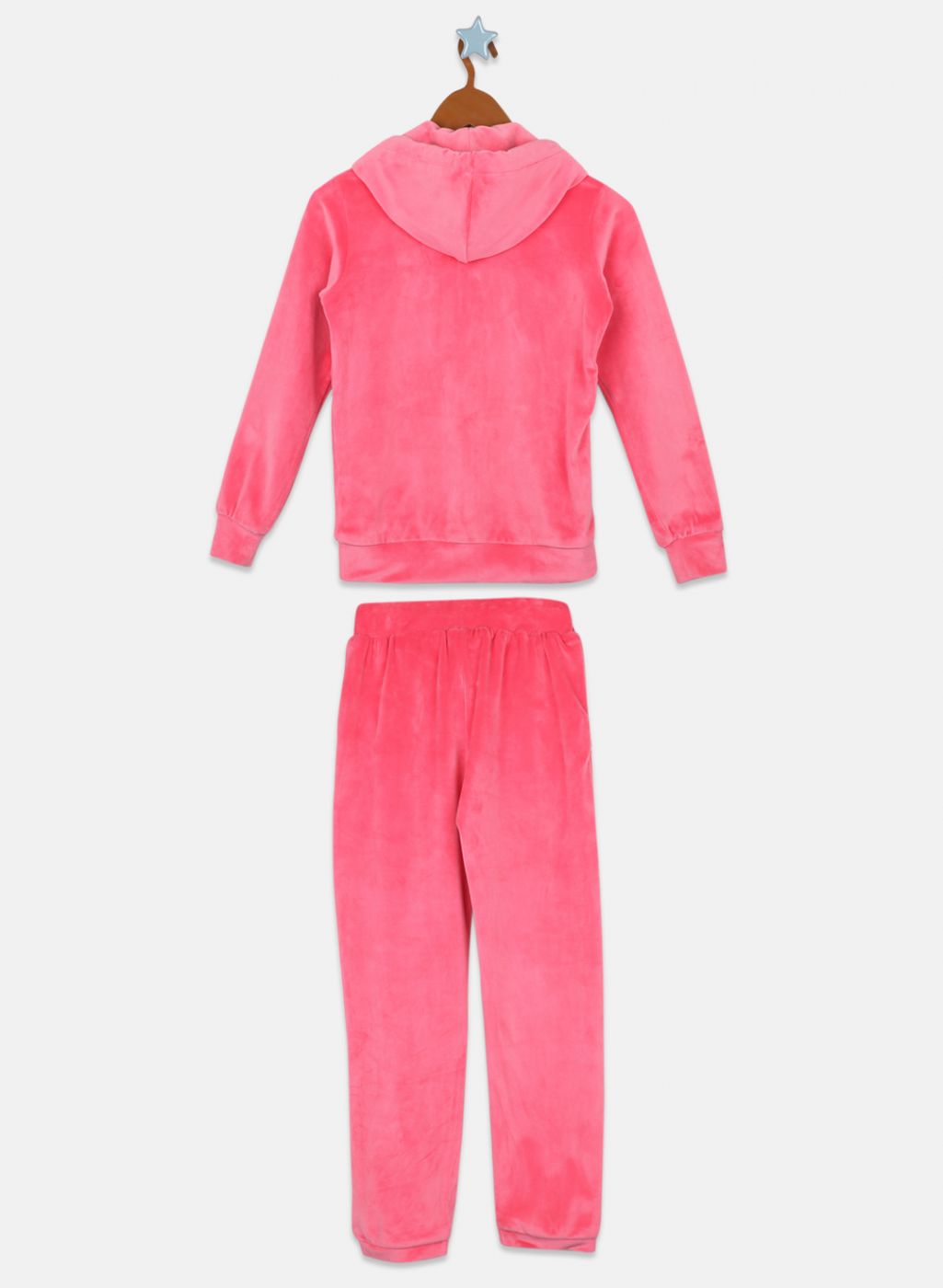 Girls Pink Solid Tracksuit