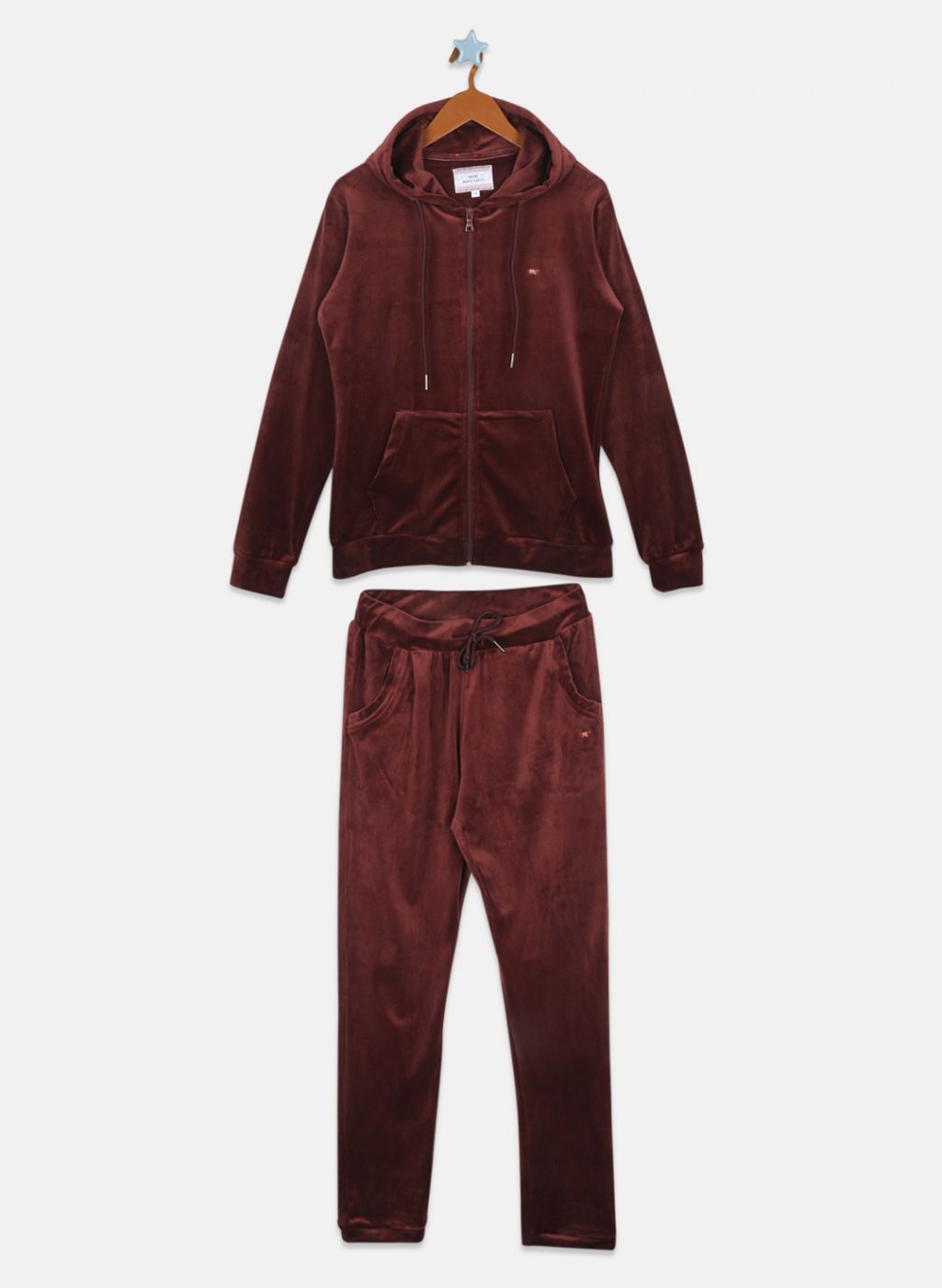 Girls Brown Solid Tracksuit