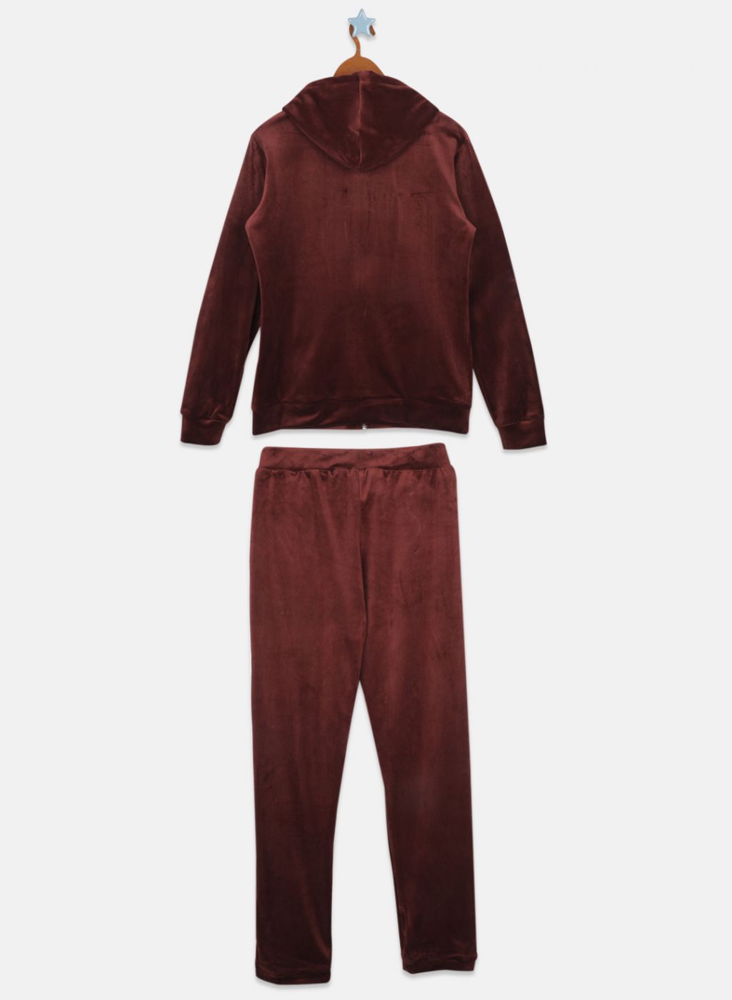 Girls Brown Solid Tracksuit