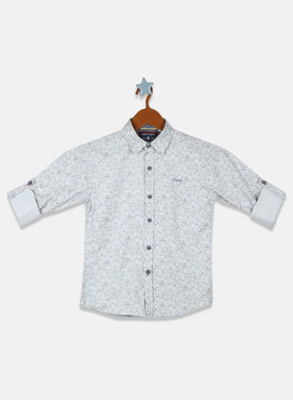 Boys Grey Printed Shirt