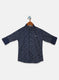 Boys Navy Blue Printed Shirt