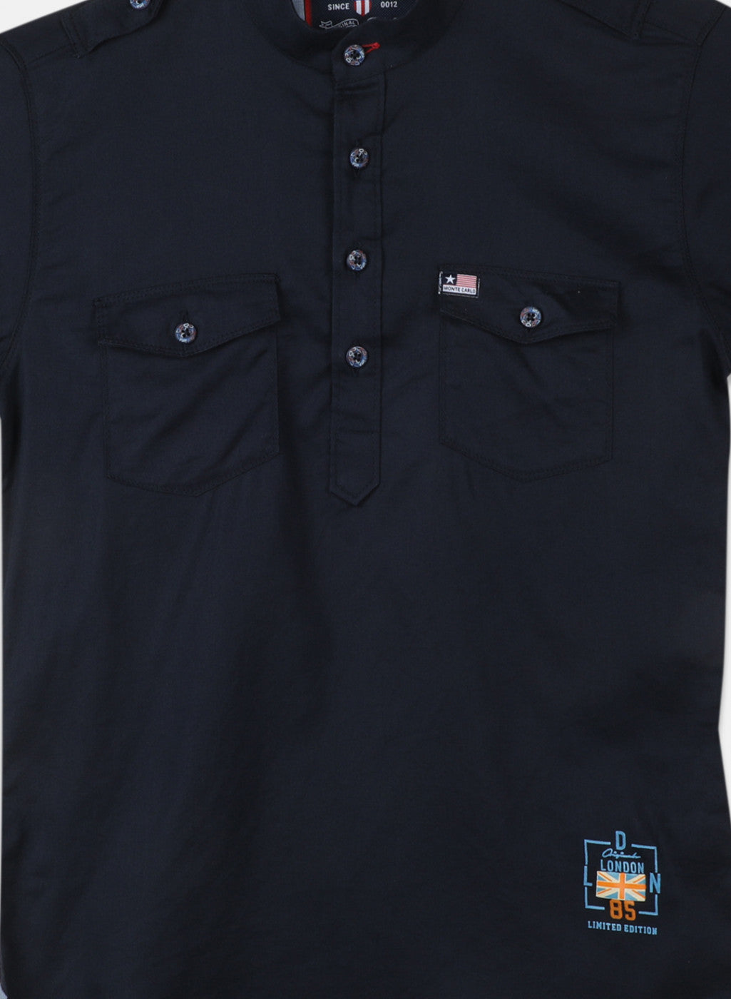 Boys Navy Blue Solid Shirt