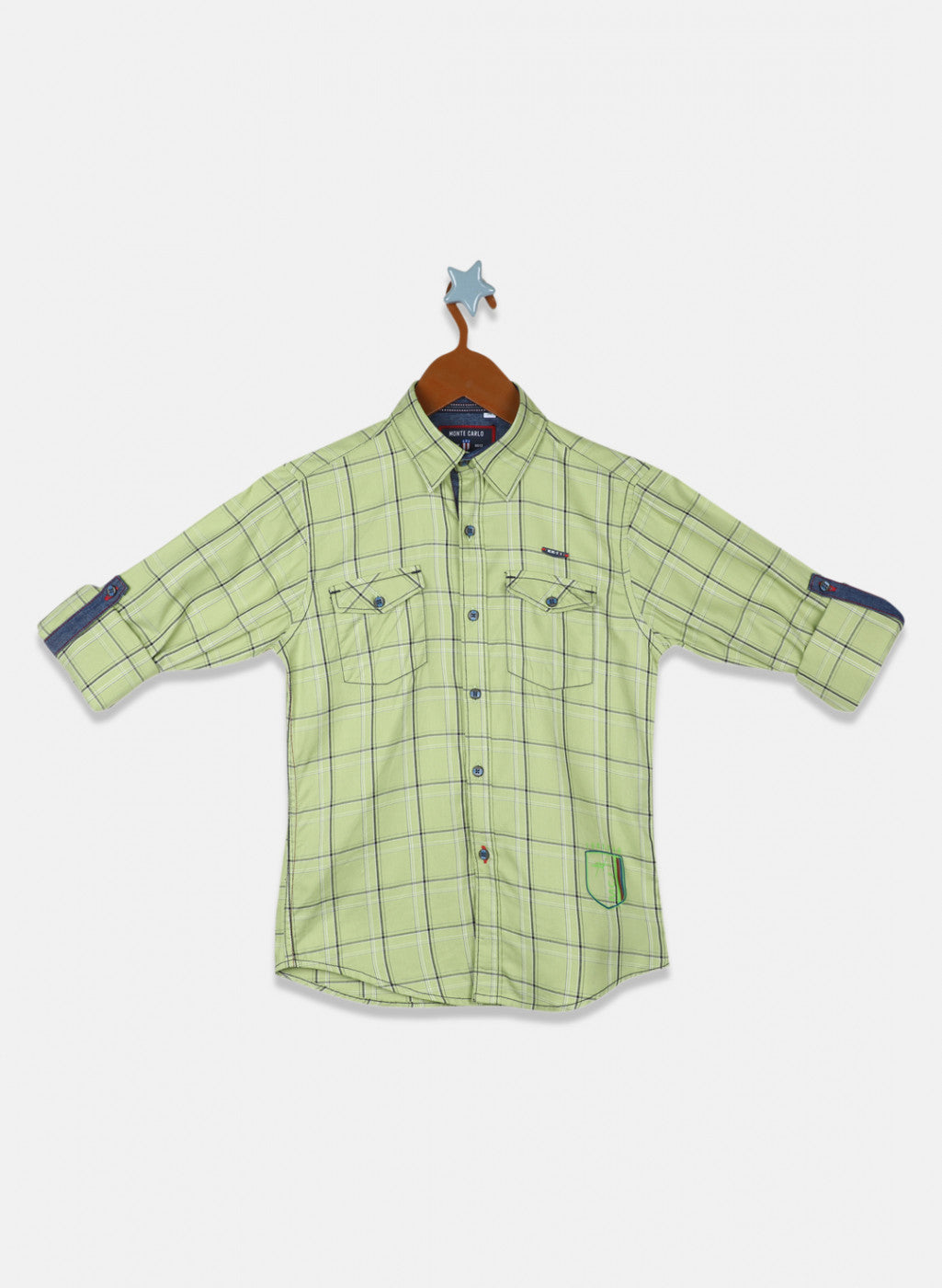 Boys Green Check Shirt