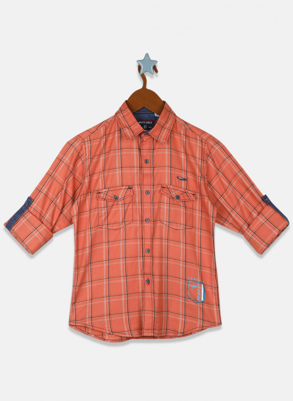 Boys Orange Check Shirt