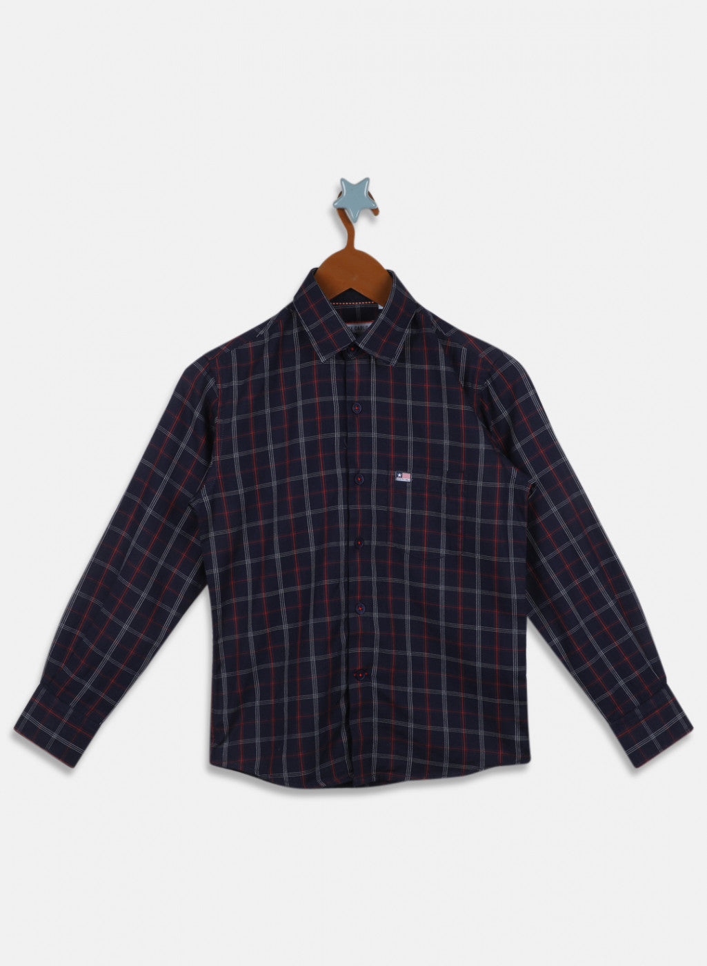 Boys Navy Blue Check Shirt