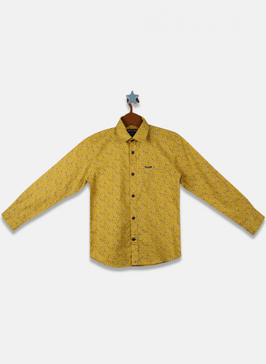 Boys Mustard Printed Shirt