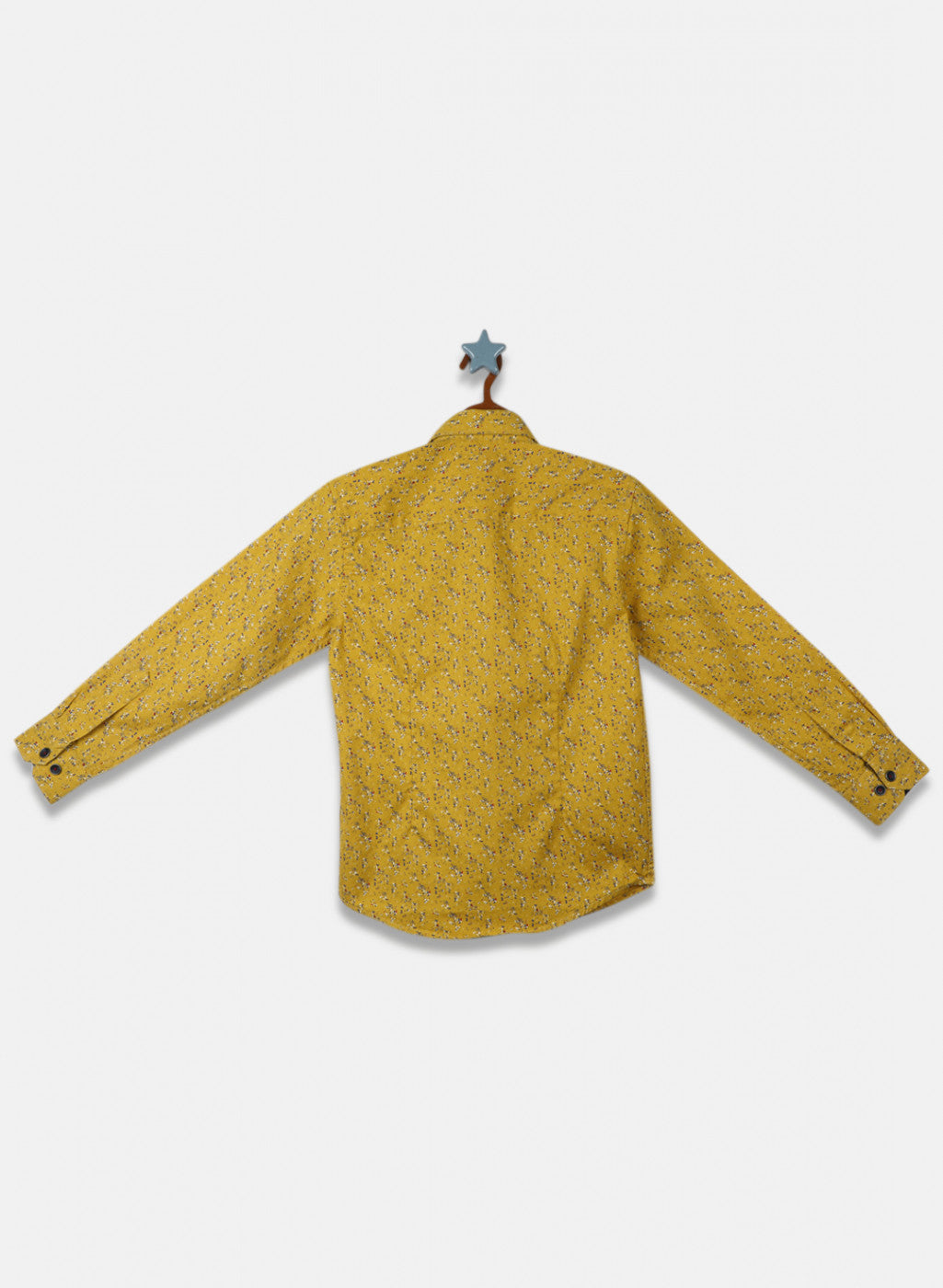 Boys Mustard Printed Shirt