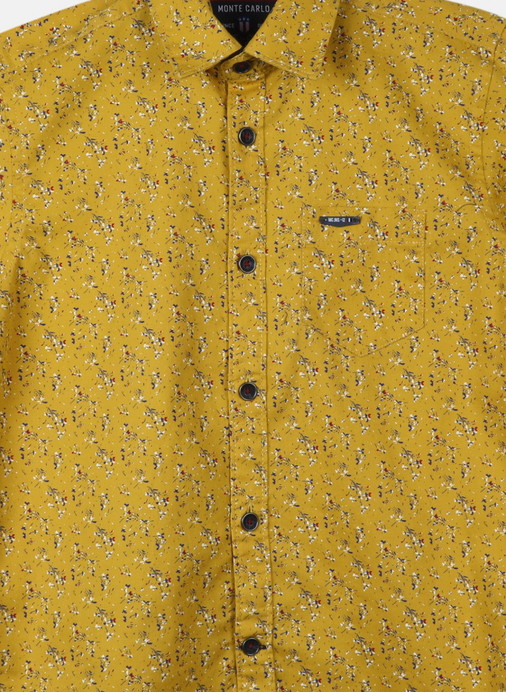 Boys Mustard Printed Shirt