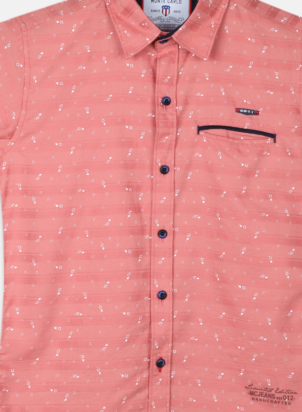 Boys Peach Printed Shirt