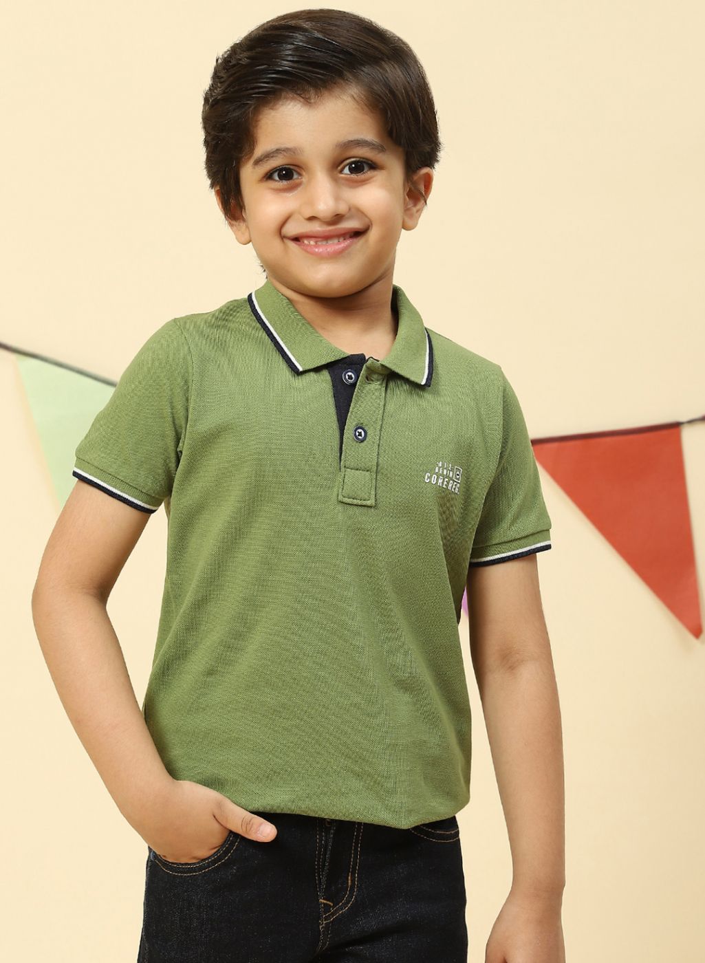 Boys Green Printed T-Shirt