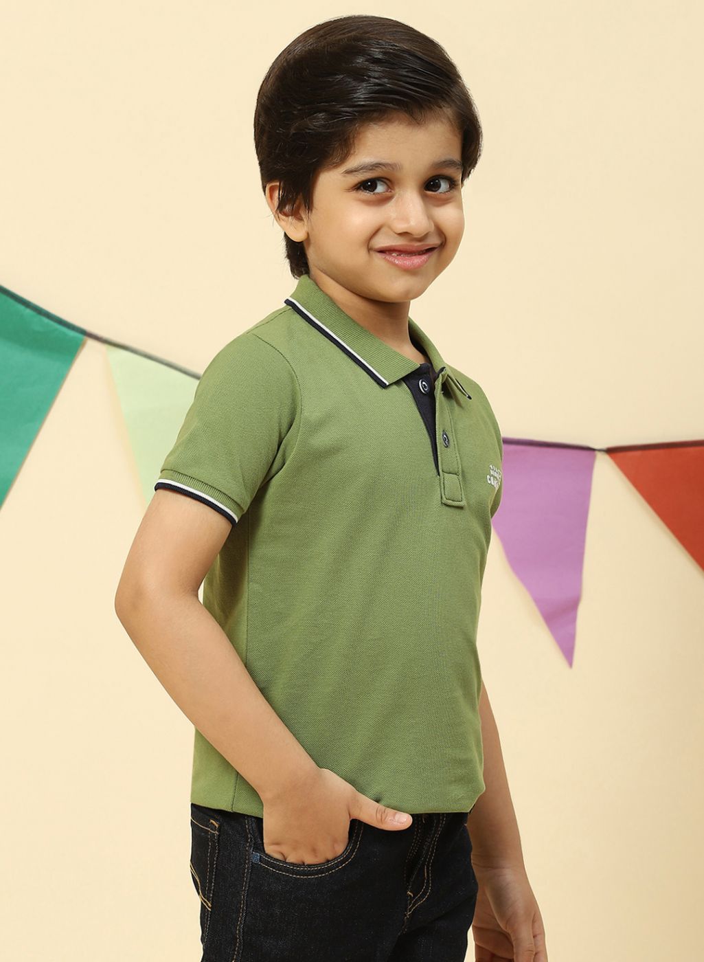 Boys Green Printed T-Shirt