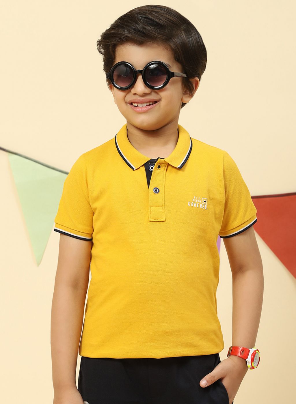 Boys Mustard Printed T-Shirt