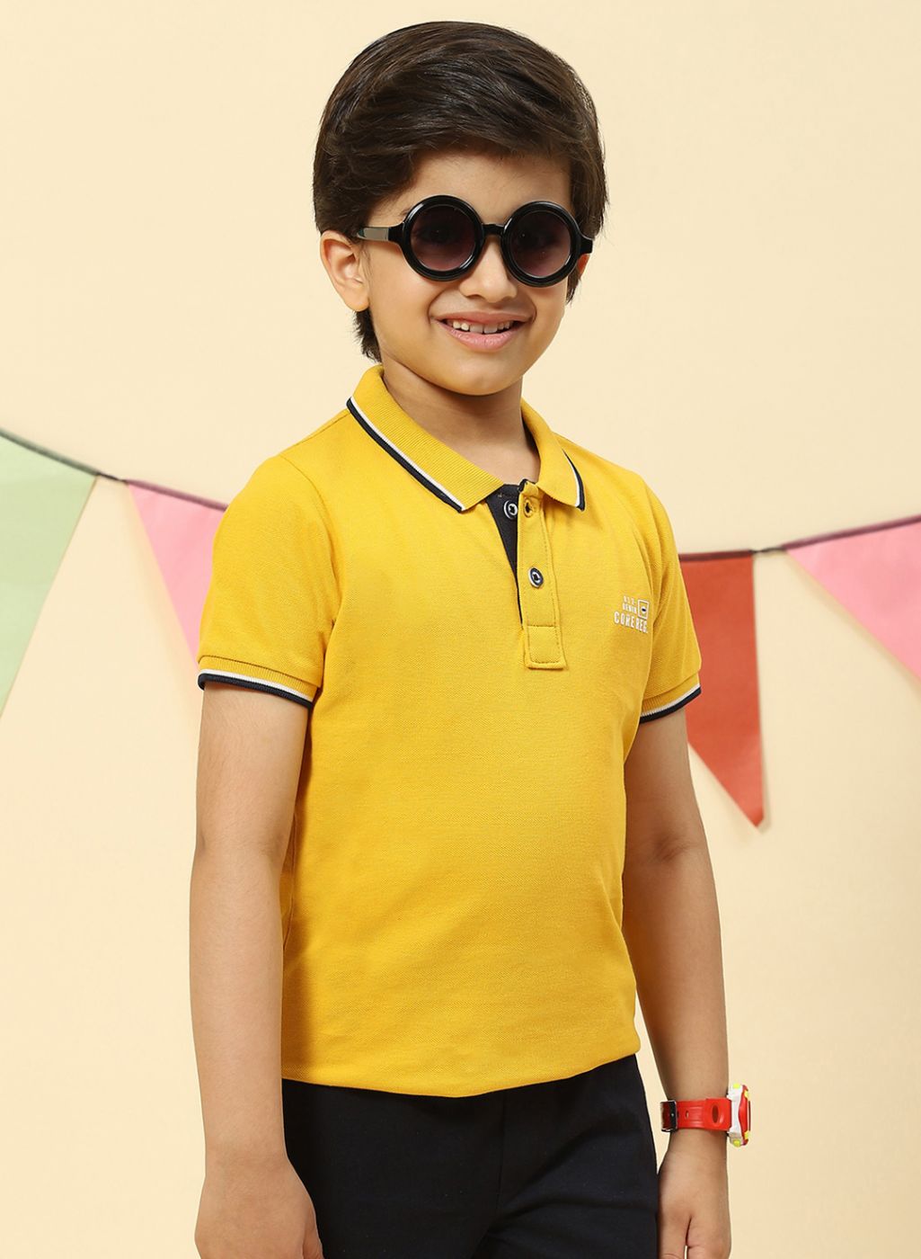 Boys Mustard Printed T-Shirt