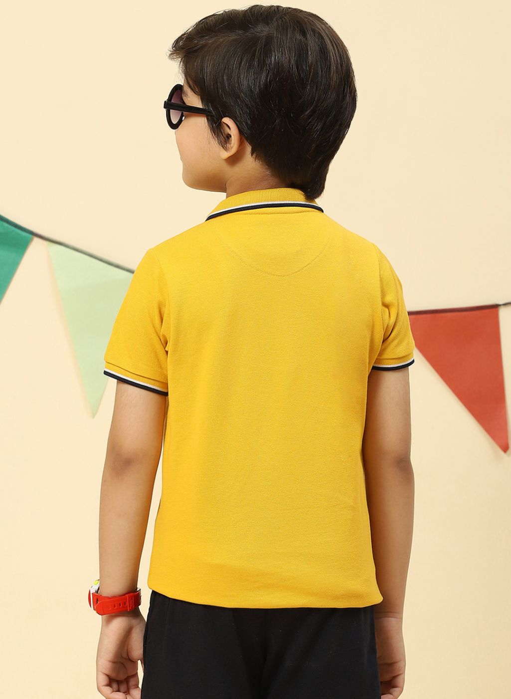 Boys Mustard Printed T-Shirt