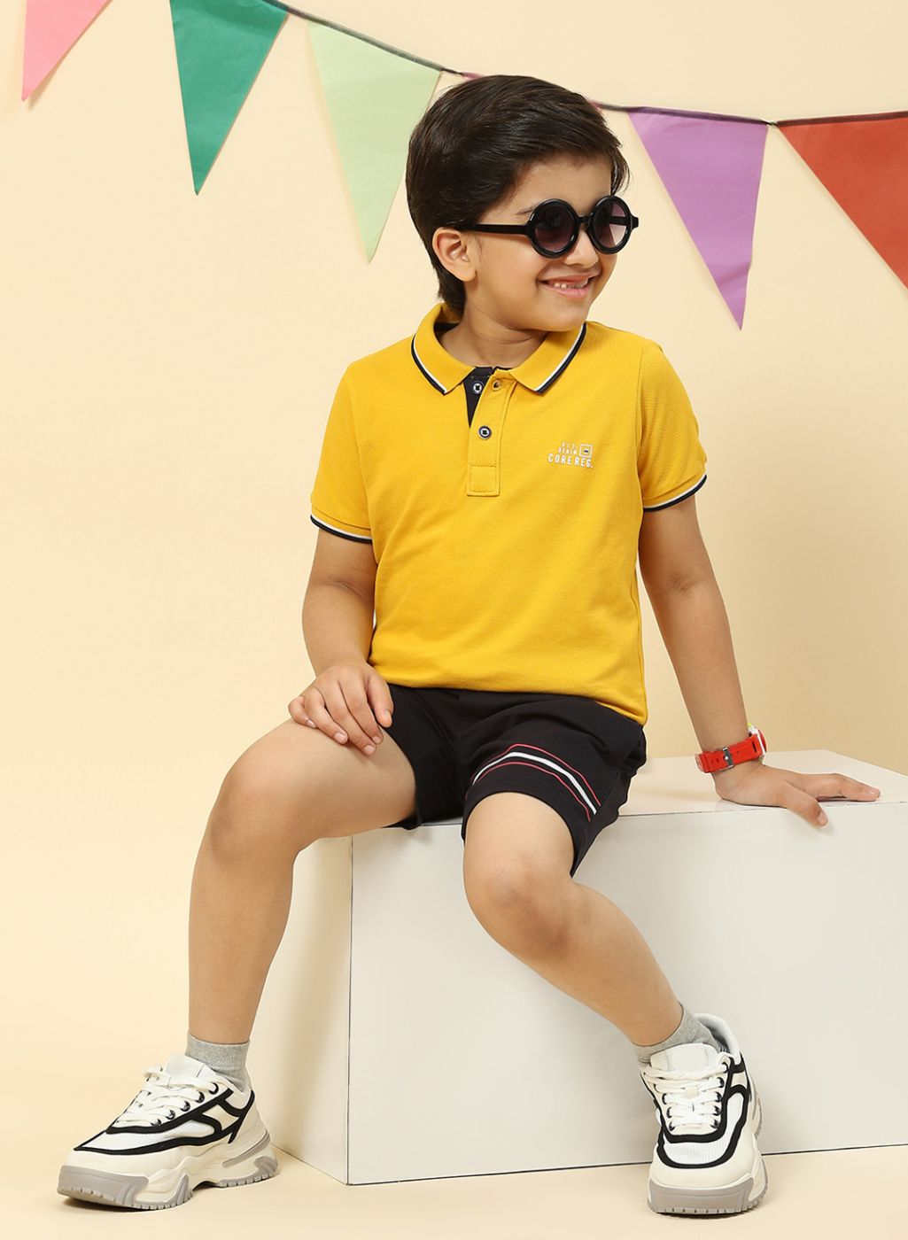 Boys Mustard Printed T-Shirt