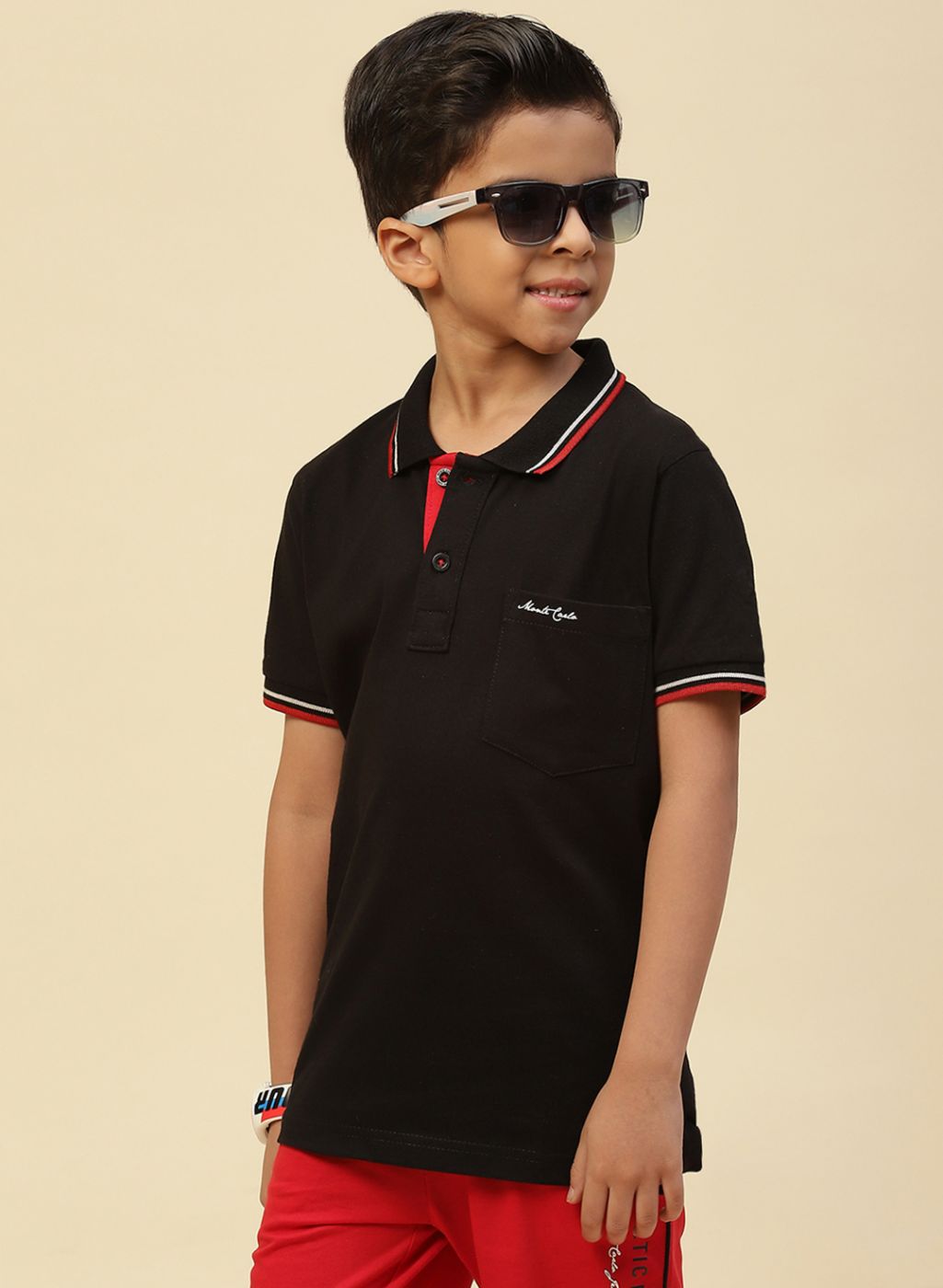 Boys Black Printed T-Shirt