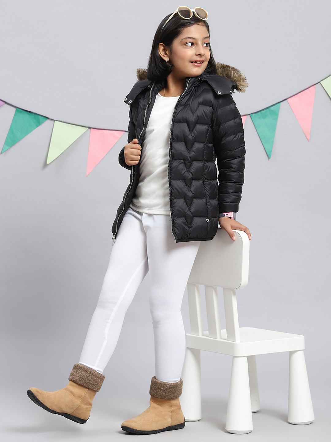 Girls Black Plain Jacket