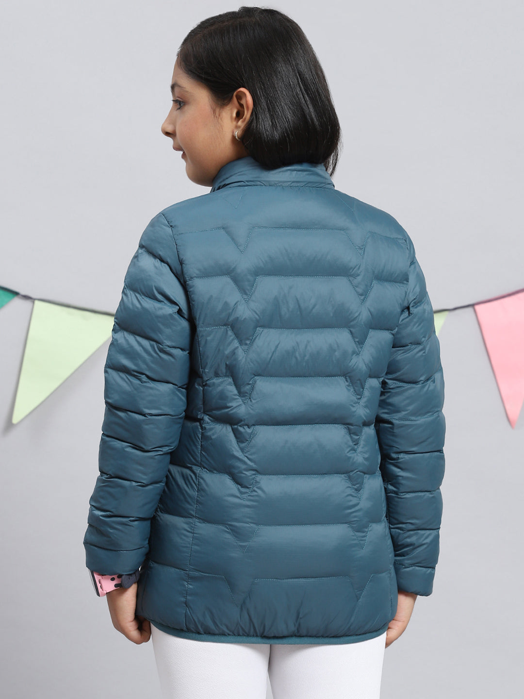 Girls Teal Blue Plain Jacket