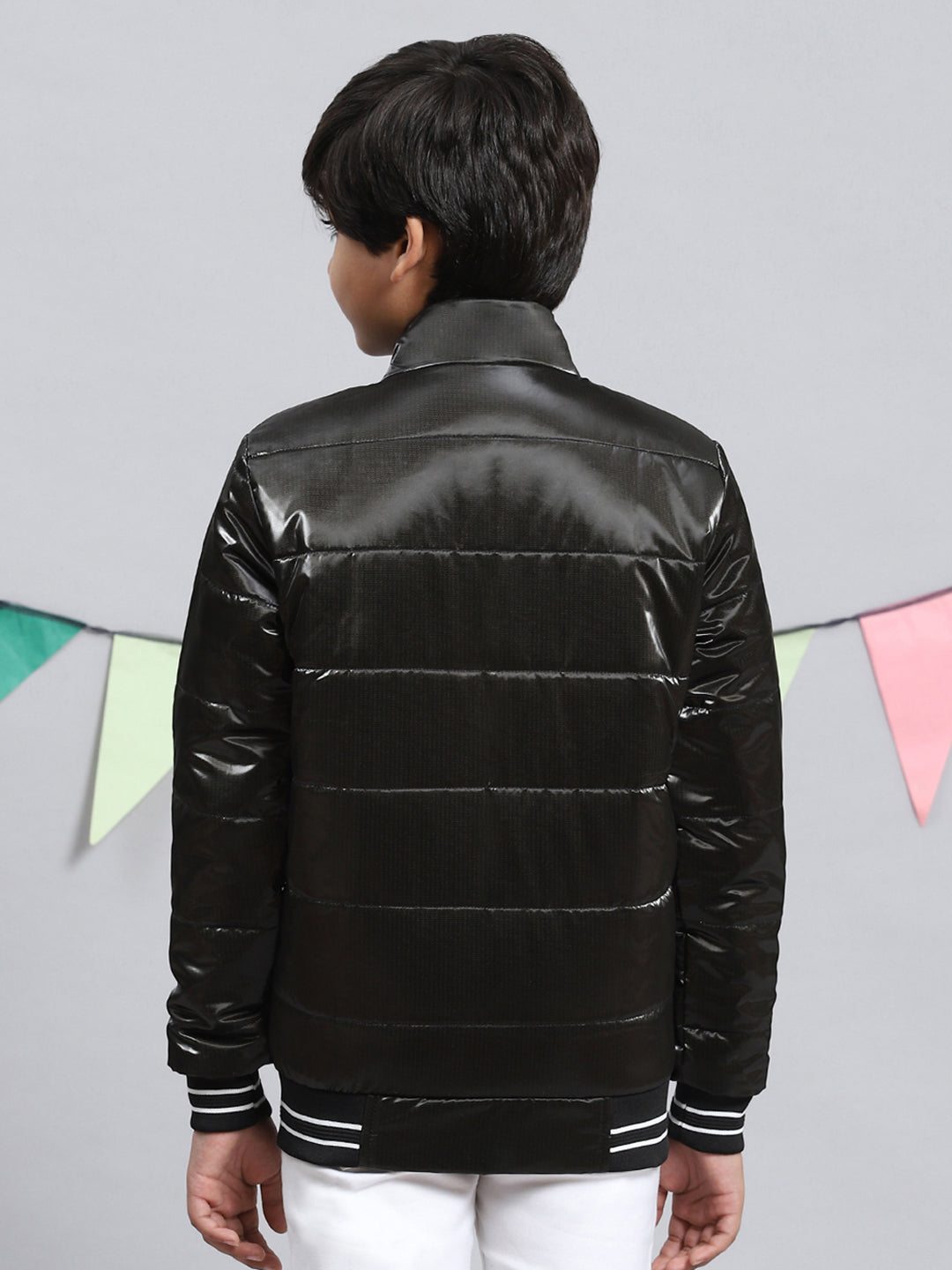 Boys Black Self Jacket