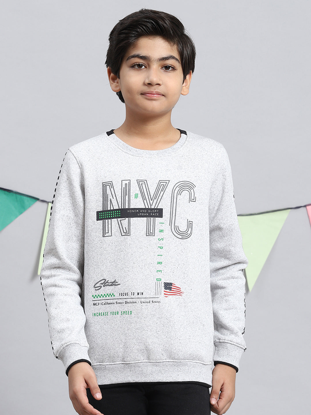 Boys Grey Printed Sweatshirt