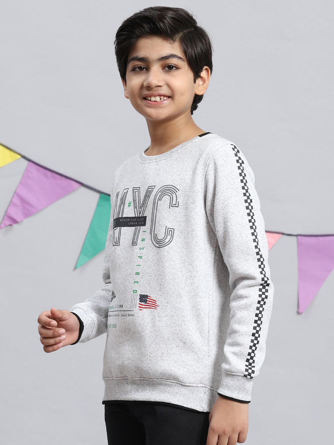 Boys Grey Printed Sweatshirt