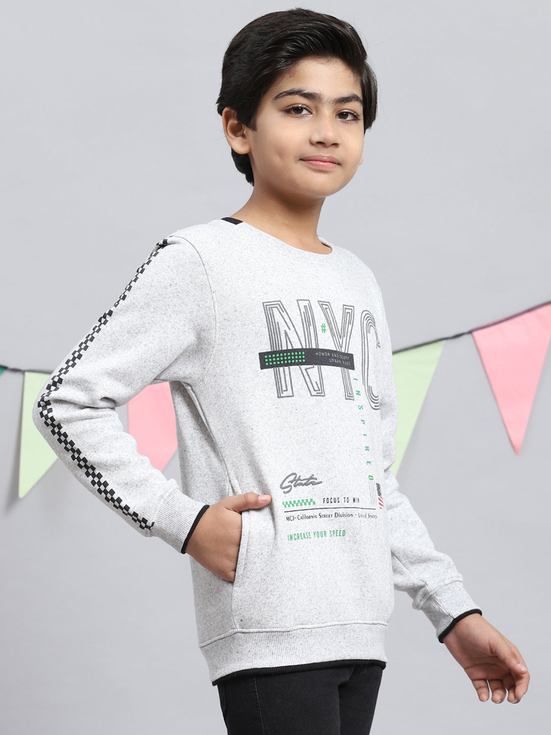 Boys Grey Printed Sweatshirt