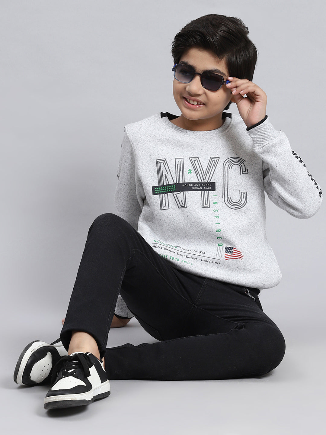 Boys Grey Printed Sweatshirt