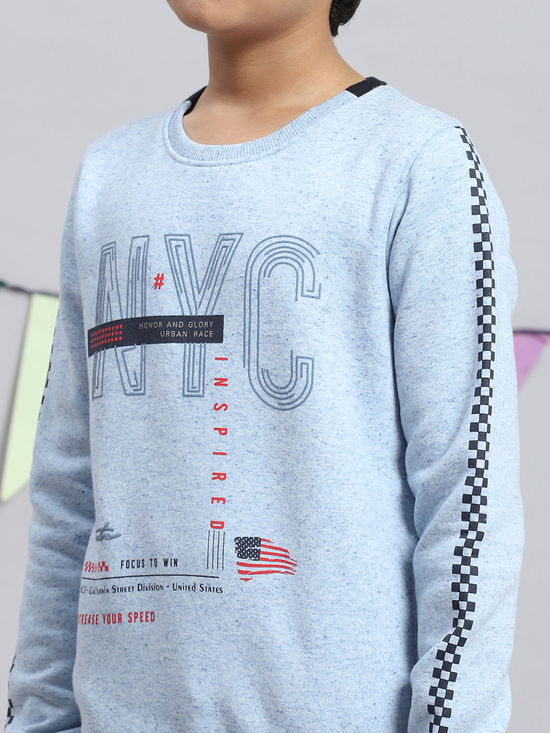 Boys Blue Printed Sweatshirt