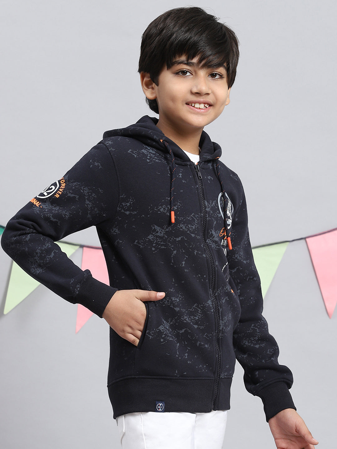 Boys Navy Blue Printed Sweatshirt