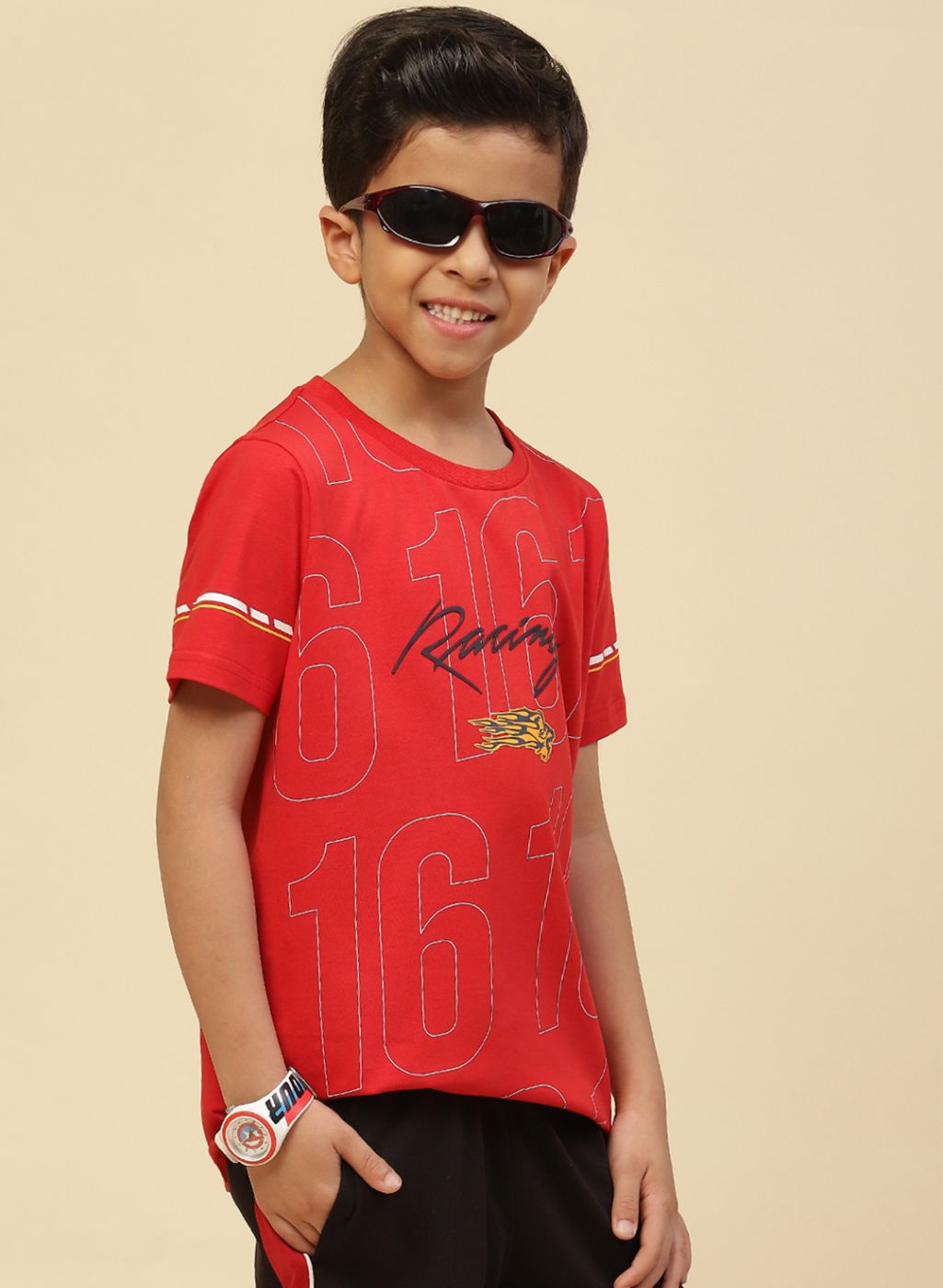 Boys Red Printed T-Shirt