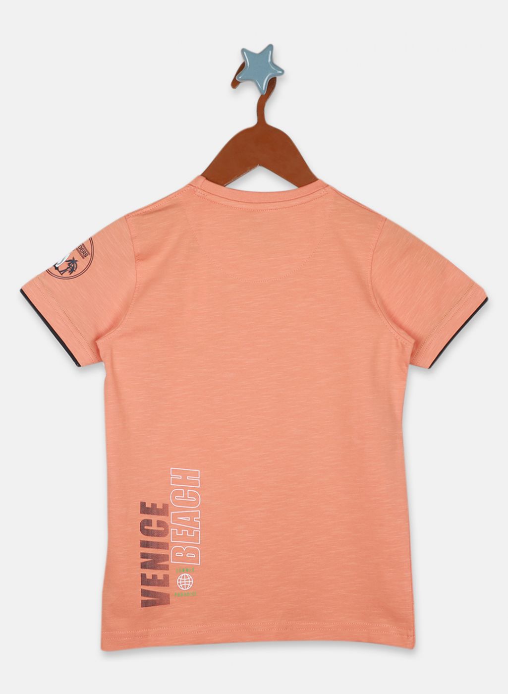 Boys Peach Printed T-Shirt