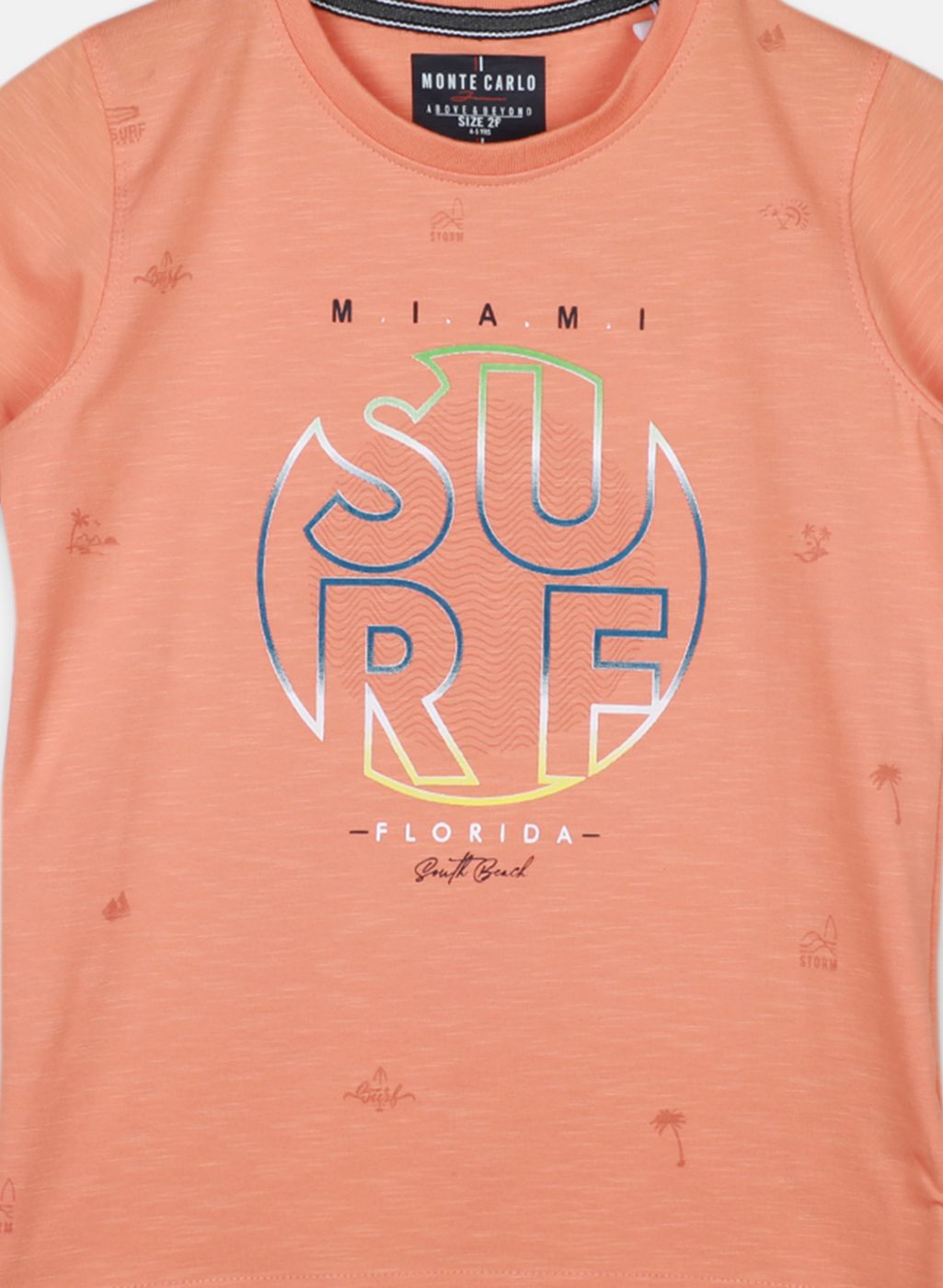 Boys Peach Printed T-Shirt