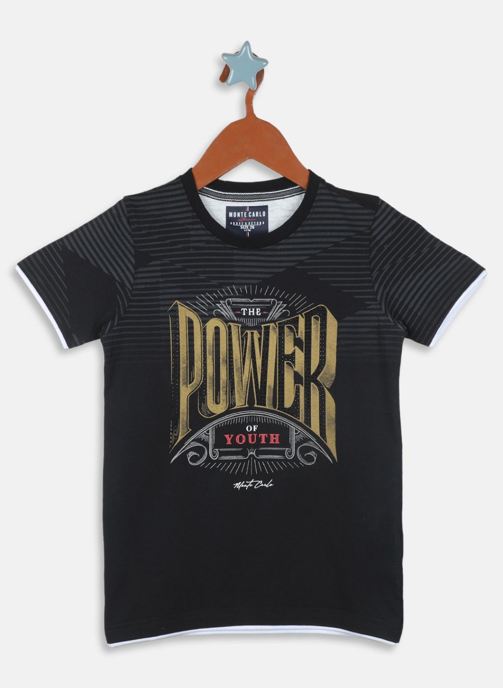 Boys Black Printed T-Shirt