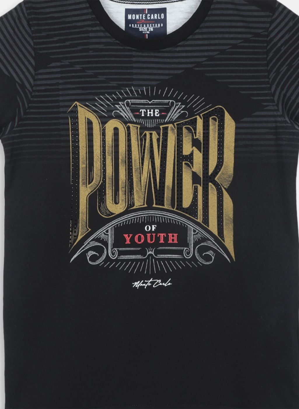 Boys Black Printed T-Shirt