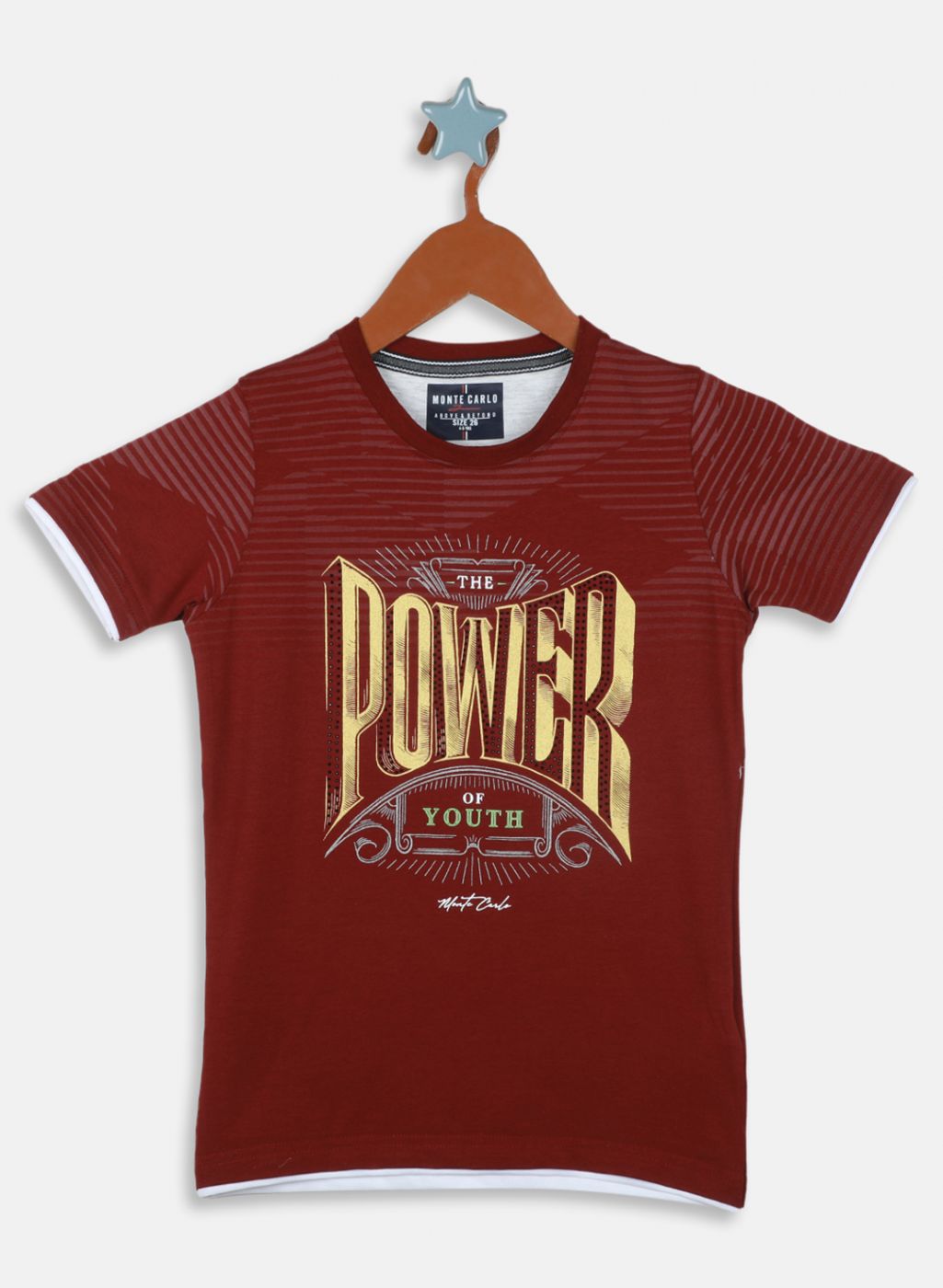 Boys Maroon Printed T-Shirt