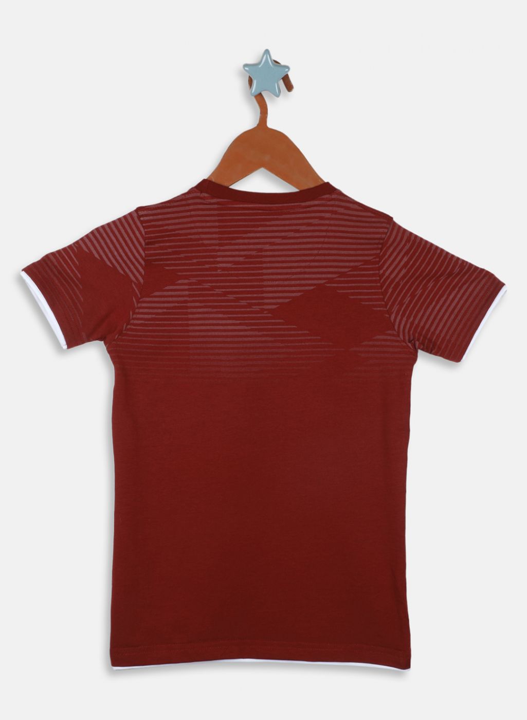 Boys Maroon Printed T-Shirt