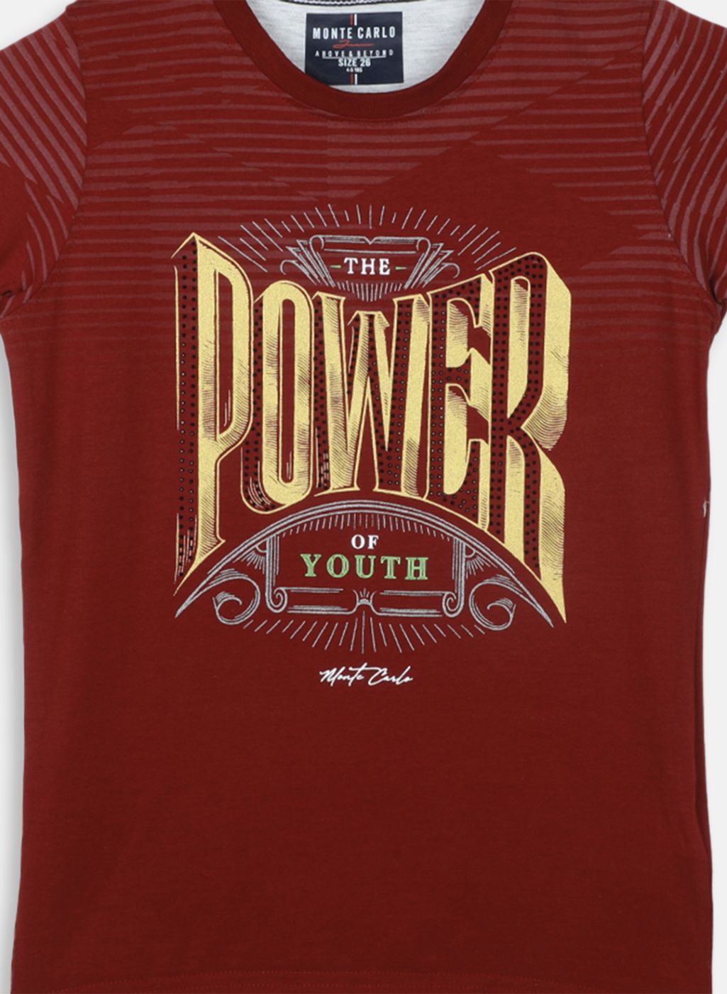 Boys Maroon Printed T-Shirt