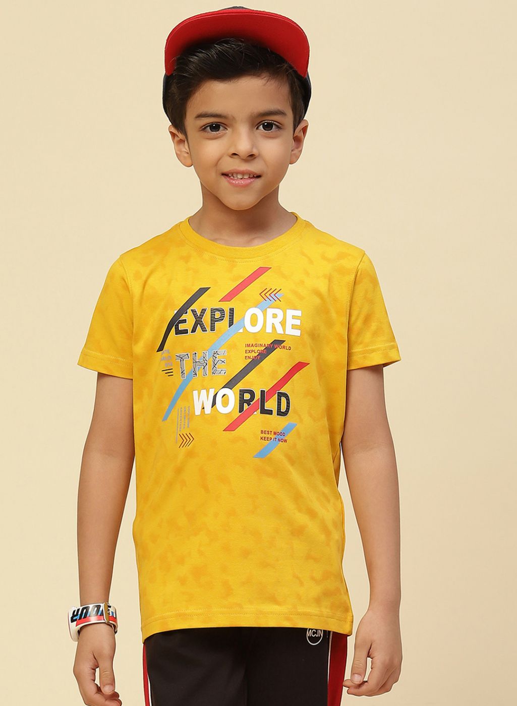 Boys Mustard Printed T-Shirt